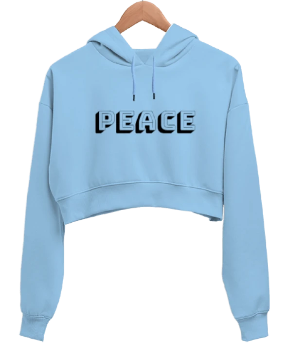 peace  Kadın Crop Hoodie Kapüşonlu Sweatshirt