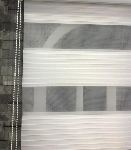 StorBurada Pliseli Stor Zebra  Sert Plastik Kasalı Ekru Perde  STB481-PD  Beyaz 150 x 200 - Resim 7