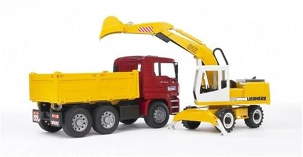 Bruder MAN Damperli Kamyon & Liebherr Ekskavatör 02751 - Resim 2