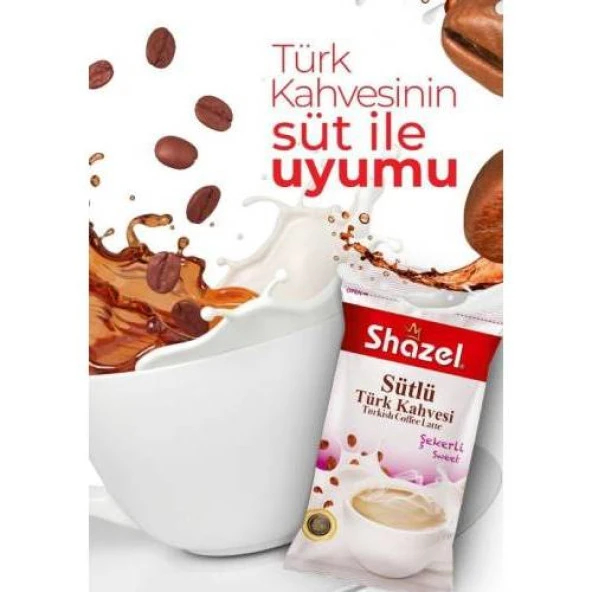 Shazel Sütlü Türk Kahvesi 10 Lu - Şekerli(10 Adet Bardak İçinde)