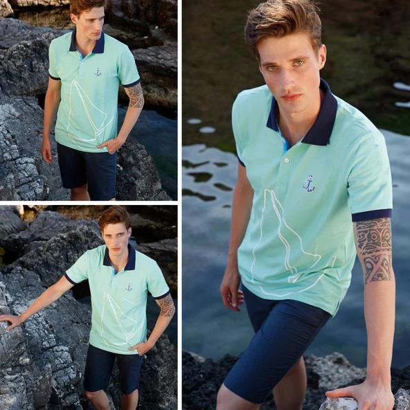 Anemoss Yelken Mint Erkek Polo Yaka T-Shirt - 7