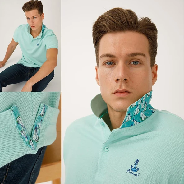 Anemoss Yelken Yeşil Erkek Polo Yaka T-Shirt - 7