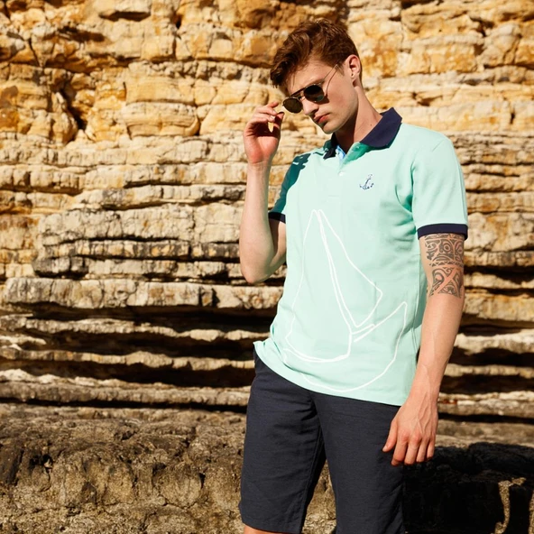 Anemoss Yelken Mint Erkek Polo Yaka T-Shirt - 5