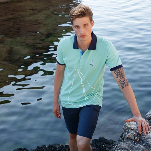 Anemoss Yelken Mint Erkek Polo Yaka T-Shirt - 4