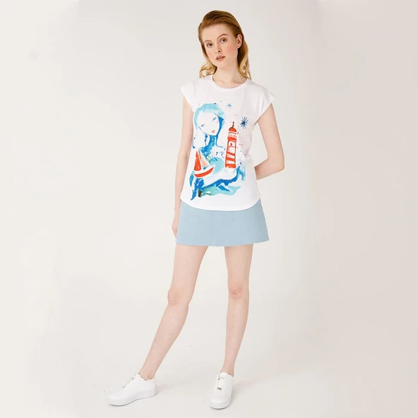 Anemoss Fenerci Kız Beyaz Kadın T-Shirt - 5