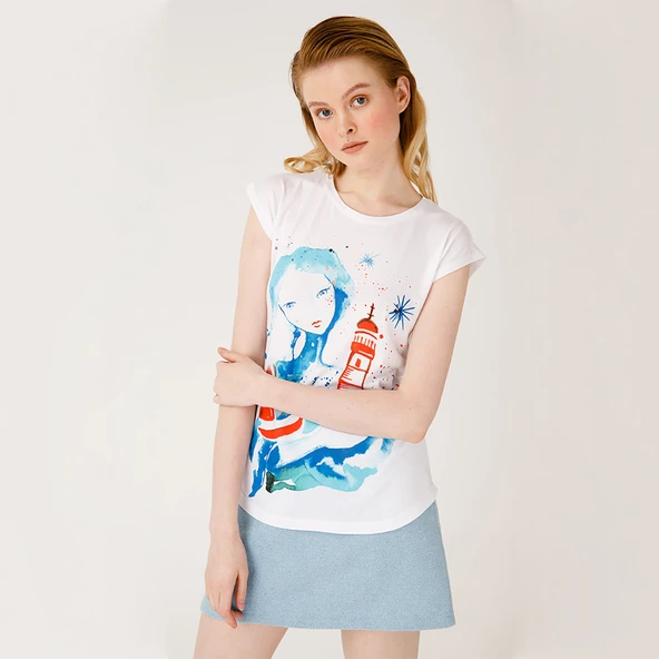 Anemoss Fenerci Kız Beyaz Kadın T-Shirt - Resim 6