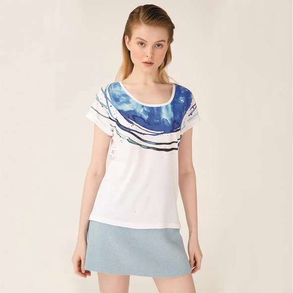 Anemoss Rota Beyaz Kadın T-Shirt - 5