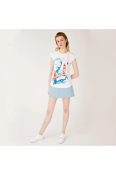 Anemoss Fenerci Kız Beyaz Kadın T-Shirt - Resim 12