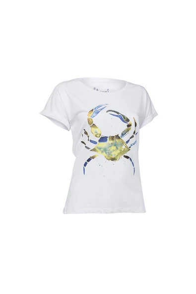 Anemoss Yeşil Yengeç Beyaz Kadın T-Shirt - Resim 9