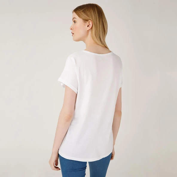 Anemoss Yeşil Yengeç Beyaz Kadın T-Shirt - 4