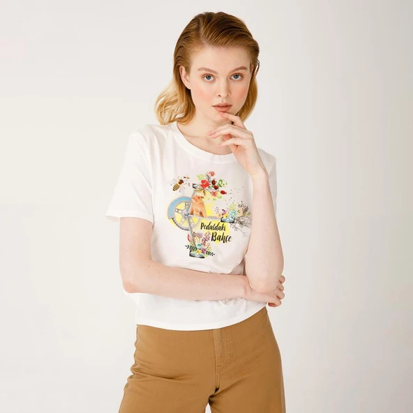 Biggdesign Nature Pedaldaki Bahçe Kadın T-shirt - 5