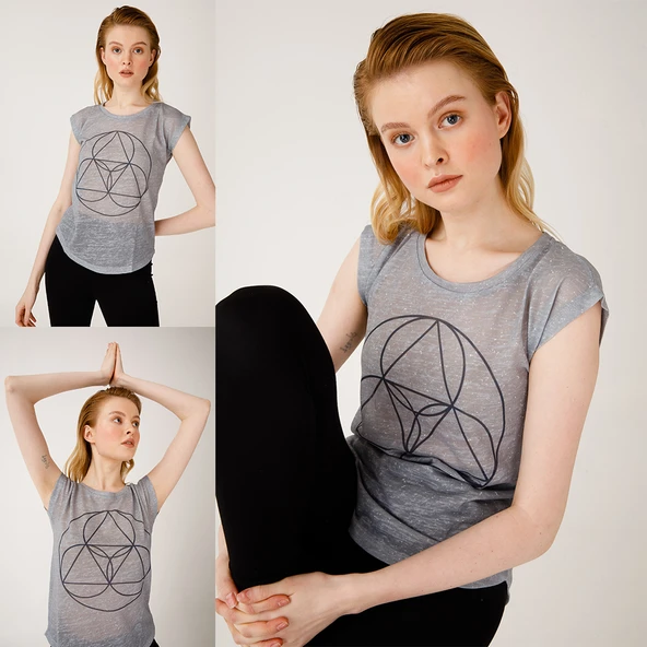 BiggDesign BiggYoga Namaste Gri T-Shirt - 5