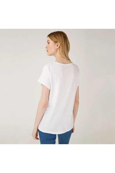 Anemoss Yeşil Yengeç Beyaz Kadın T-Shirt - Resim 11