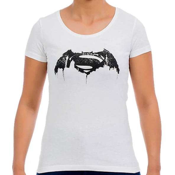 Batman v Superman Beyaz Kadın T-Shirt