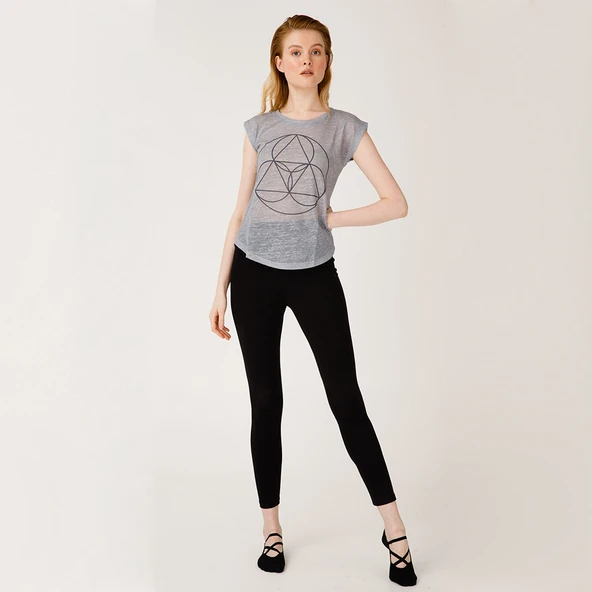 BiggDesign BiggYoga Namaste Gri T-Shirt - 6