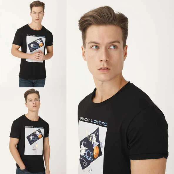 Biggdesign Faces Space Lovers Erkek T-Shirt - 6