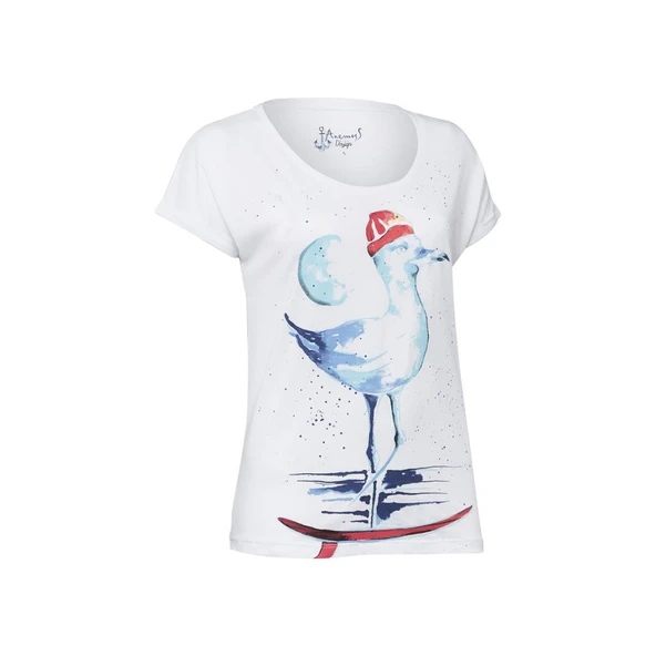 Anemoss Martı Beyaz Kadın T-Shirt - 2