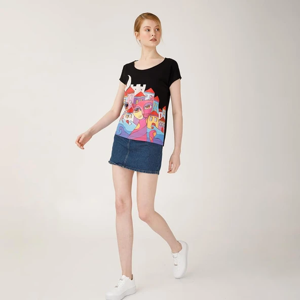 Biggdesign Owl and City Kadın T-Shirt - 4