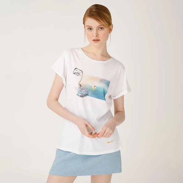 Biggdesign Faces Happy Kadın T-Shirt - 4