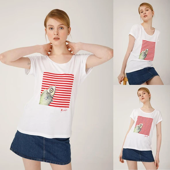 Biggdesign Pistachio Çizgili Kadın T-Shirt - 6