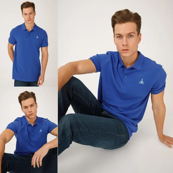 Anemoss Yelken Mavi Erkek Polo Yaka T-Shirt - 7