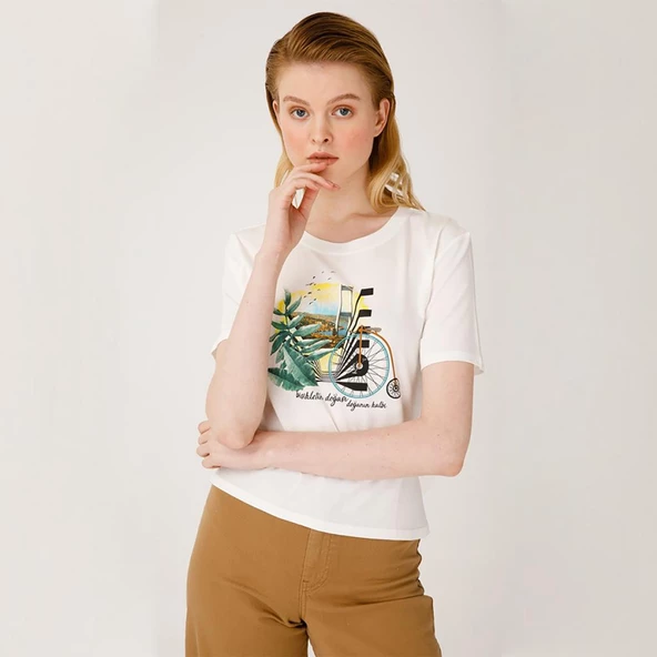 Biggdesign Nature Boğazda Bisiklet Kadın T-shirt - 4