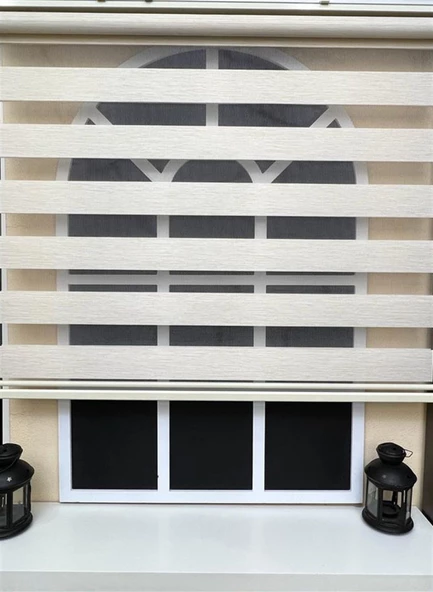 StorBurada Zebra Stor Sert Plastik Kasalı Krem Perde STB 400V12-PD  Ekru 130 x 260 - Resim 2