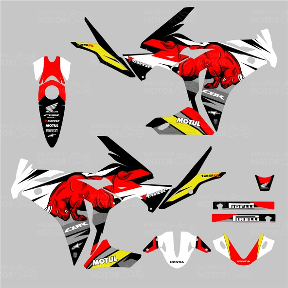 Honda CBR 125 R Bull Design Siyah Sticker Set - 2