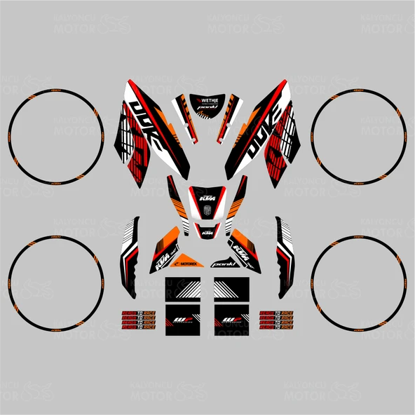 KTM Duke 390 Raceline Design Sticker Set (2011-16) - Resim 2