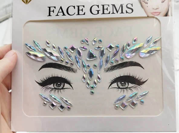 Hologram Kendinden Yapışkanlı Festival Yüz Taşı Sticker Face Gems
