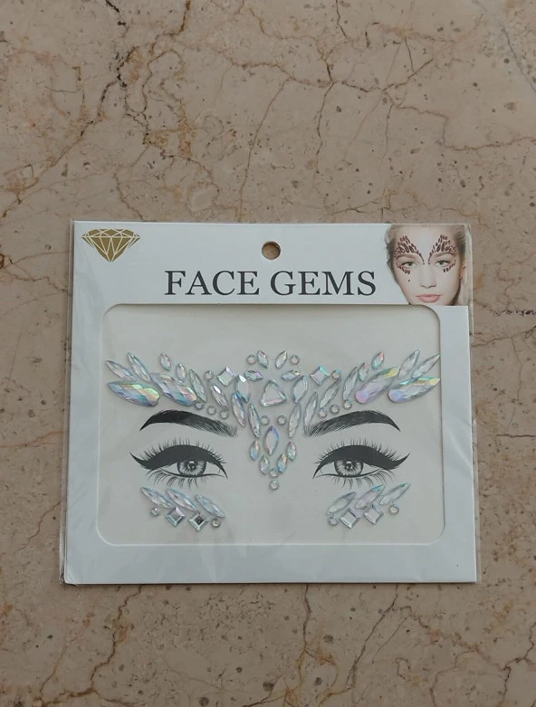 Hologram Kendinden Yapışkanlı Festival Yüz Taşı Sticker Face Gems - 2