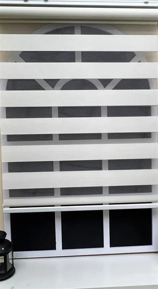 StorBurada Zebra Stor Sert Plastik Kasalı Ekru Perde STB 400V02-PD  Ekru 160 x 200 - Resim 2