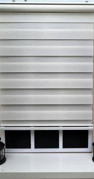 StorBurada Zebra Stor Sert Plastik Kasalı Ekru Perde STB 400V02-PD  Ekru 150 x 200 - Resim 4