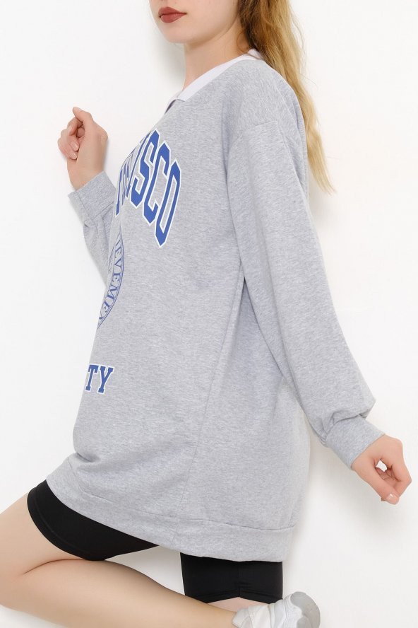 HEKA GİYİM Gömlek Yaka Sweat Gri - 23499.105. - 8