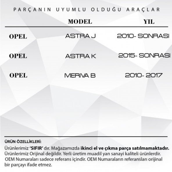Opel Astra J, Astra K, Meriva B İçin Ön Silecek Kapağı - 2