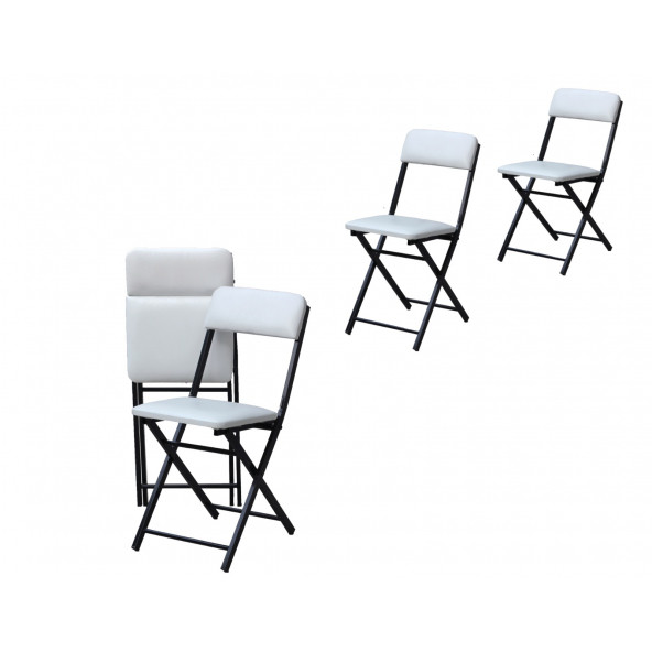 Sandalye Katlanır Beyaz Lüks 4 Adet - 2