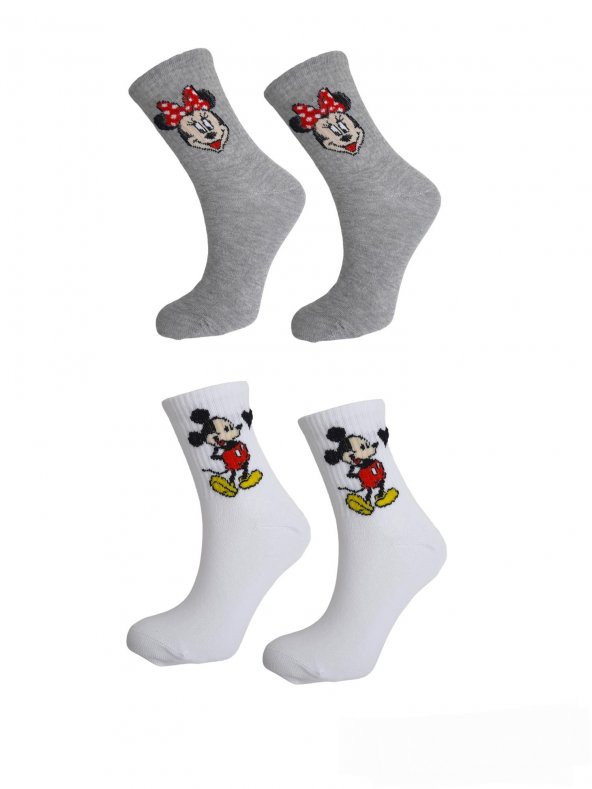 Unisex Renkli Desenli 2 Çift 36-41 Numara  Kolej Çorap BT-0710 - 2