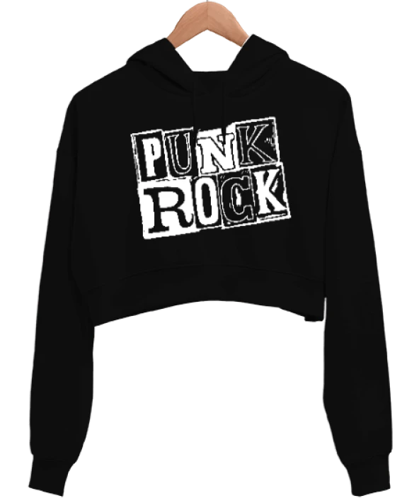 Punk Rock Kadın Crop Hoodie Kapüşonlu Sweatshirt