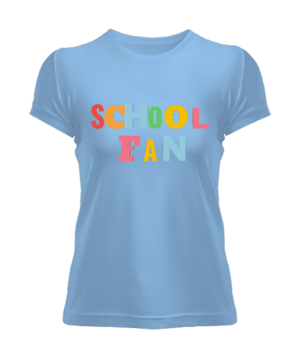 Okul fanı renkli komik Kadın Tişört