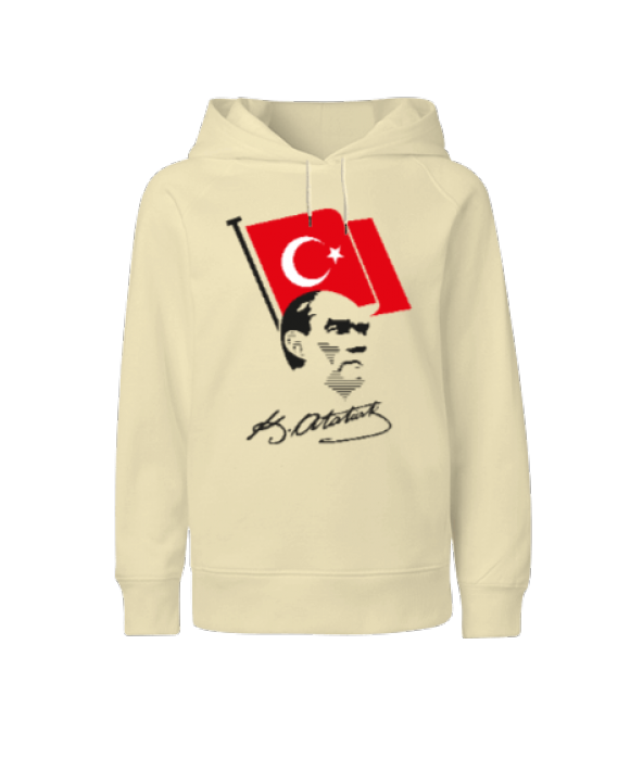 Atatürk, Bayrak ve İmzası Çocuk Unisex Hoodie  Kapüşonlu