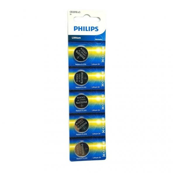Philips CR2016 3V Lityum Düğme Pil 5li