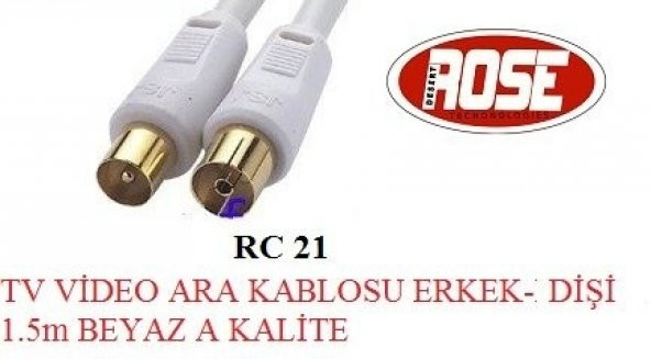 Tv Video Ara Kablosu Erkek-Dişi 1.5M Beyaz ürün görseli 1