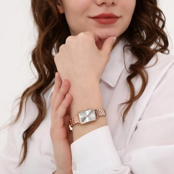 Luna Rose Gold Kordon Gümüş Kadran Kadın Kol Saati