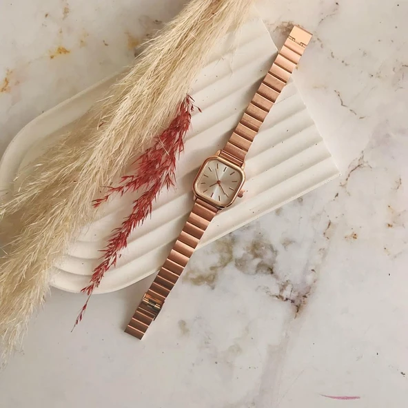 Hemera Gümüş Kadran Rose Metal Kadın Kol Saati - Resim 3