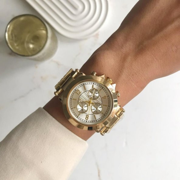 Dione Beyaz Kadran Gold Kordon Kadın Saat ürün görseli 1