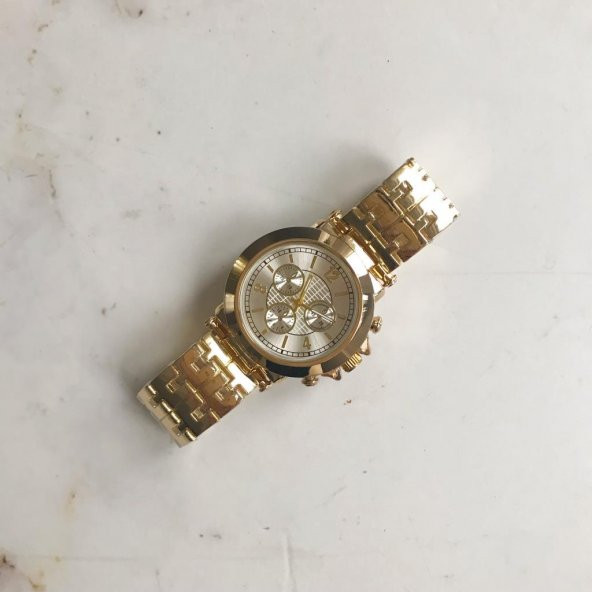 Dione Beyaz Kadran Gold Kordon Kadın Saat - Resim 3