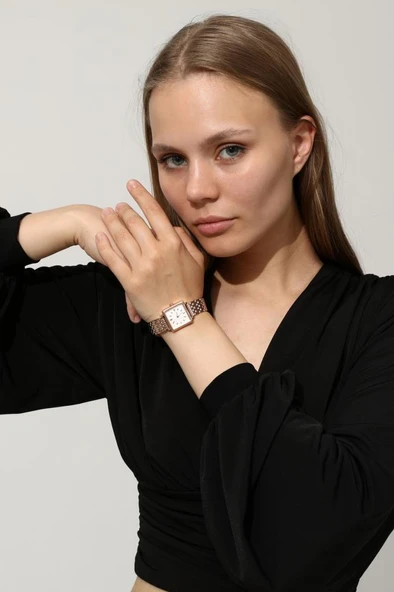 Minimal Kare Rose Kadın Kol Saati - Resim 7