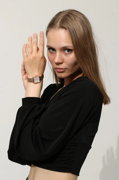 Minimal Kare Rose Kadın Kol Saati - Resim 2