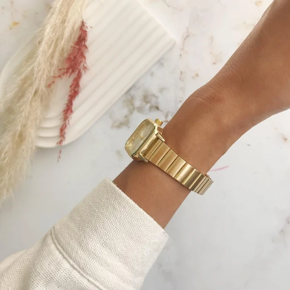 Hemera Gümüş Kadran Gold Metal Kadın Kol Saati - Resim 2