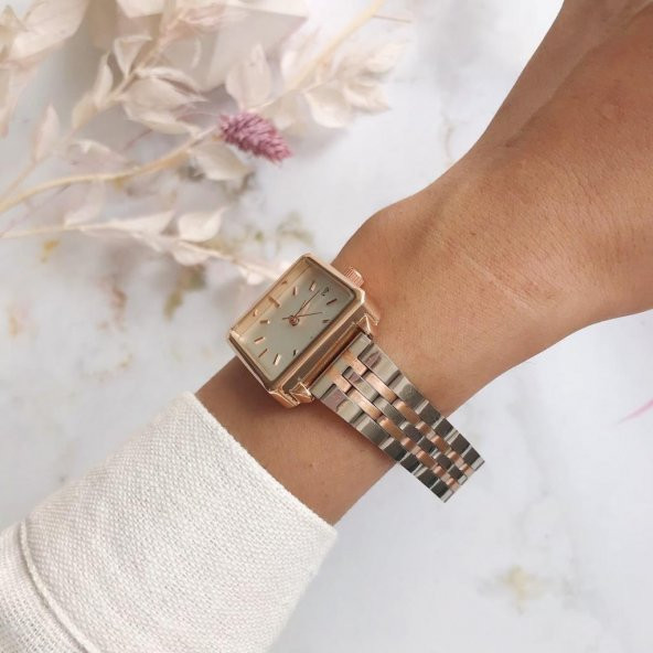 Fully Rose Kasa Rose Gold Gümüş Kare Kadın Kol Saati - 3
